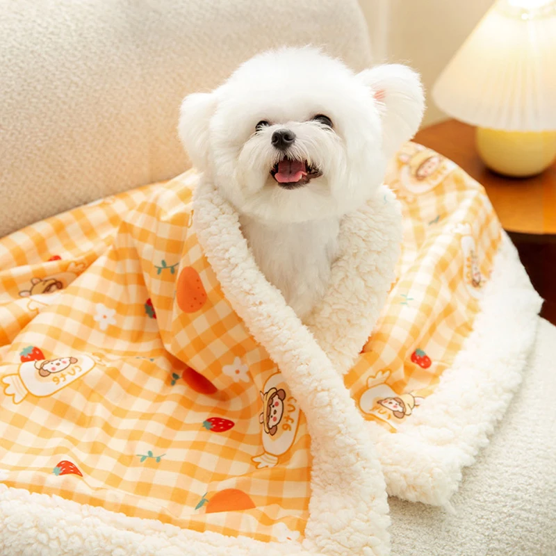 Warm Pet Sleeping Mat Soft Fleece Dog Bed Cute Pet Blanket Thicken Puppy Sleep Mat Pet Pad Cushion for Small Medium Large Dogs