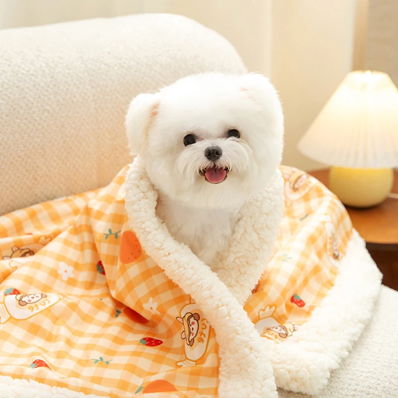 Warm Pet Sleeping Mat Soft Fleece Dog Bed Cute Pet Blanket Thicken Puppy Sleep Mat Pet Pad Cushion for Small Medium Large Dogs