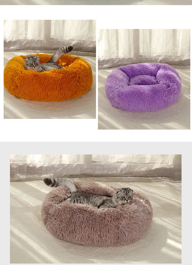 Soft Long Plush Pet Cat Bed House Cats Dog Mat Winter Warm Square Sleeping Dogs Puppy Nest Pet Cushion Portable For Pet Cats Bed