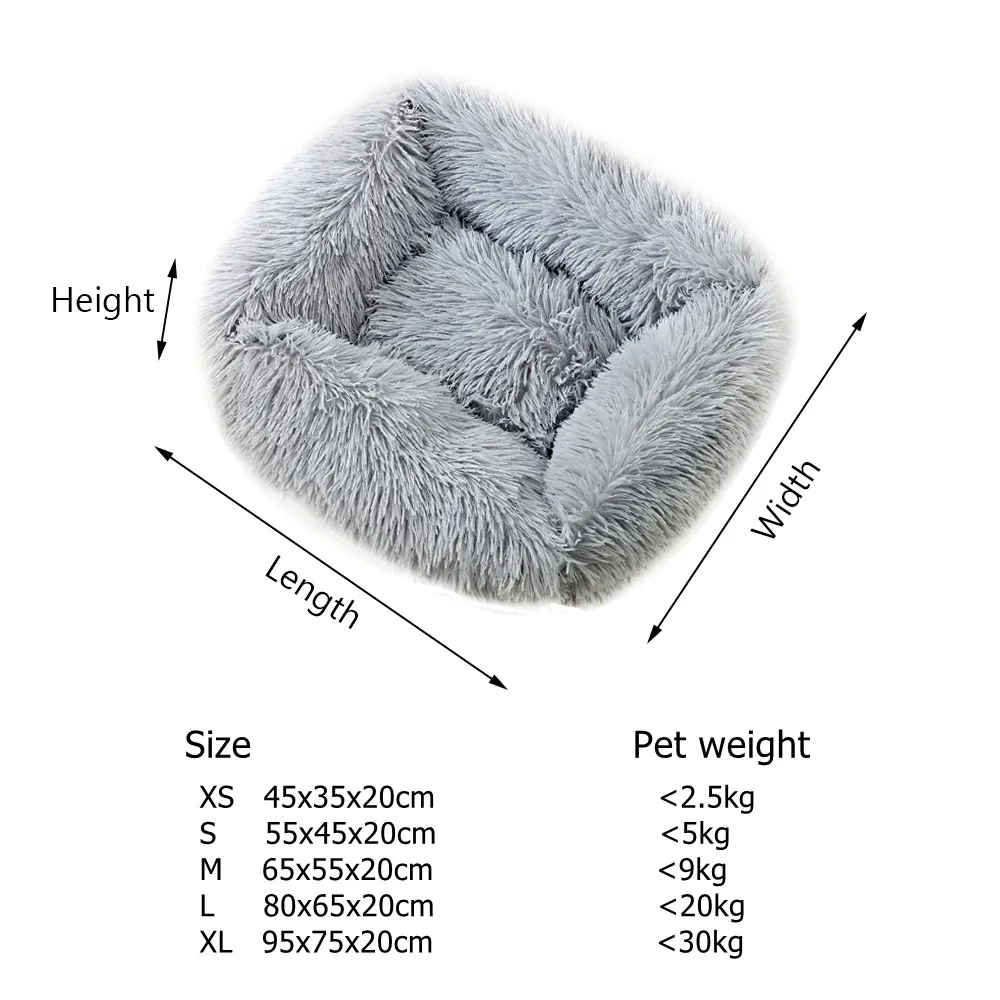 Soft Long Plush Pet Cat Bed House Cats Dog Mat Winter Warm Square Sleeping Dogs Puppy Nest Pet Cushion Portable For Pet Cats Bed