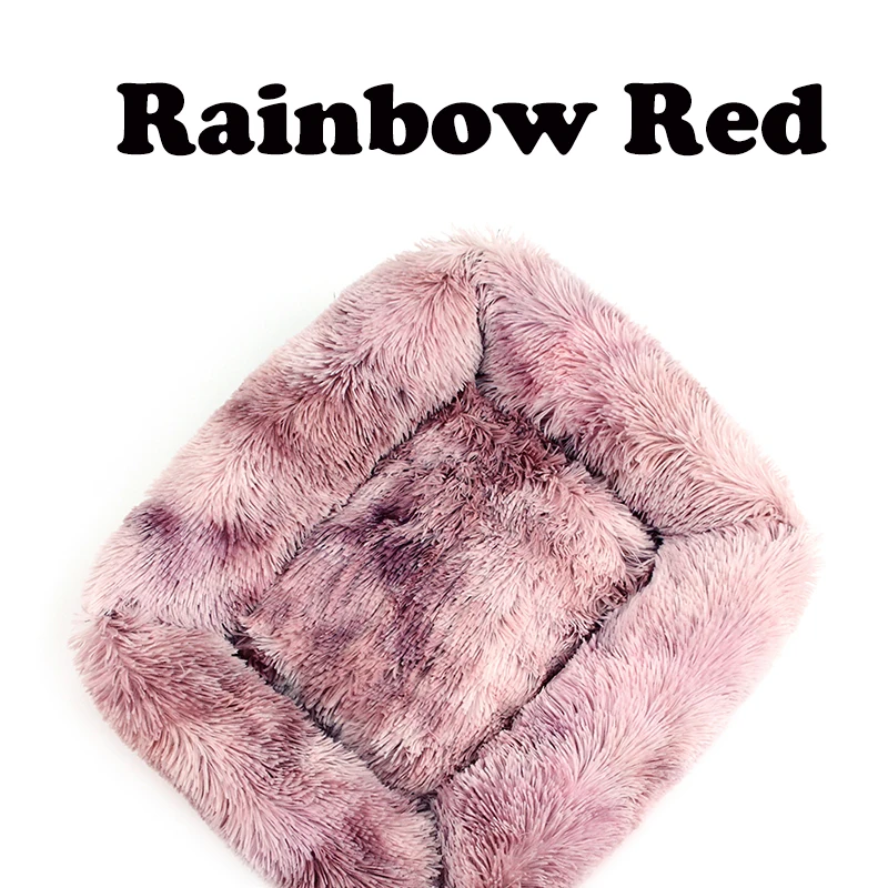 Soft Long Plush Pet Cat Bed House Cats Dog Mat Winter Warm Square Sleeping Dogs Puppy Nest Pet Cushion Portable For Pet Cats Bed
