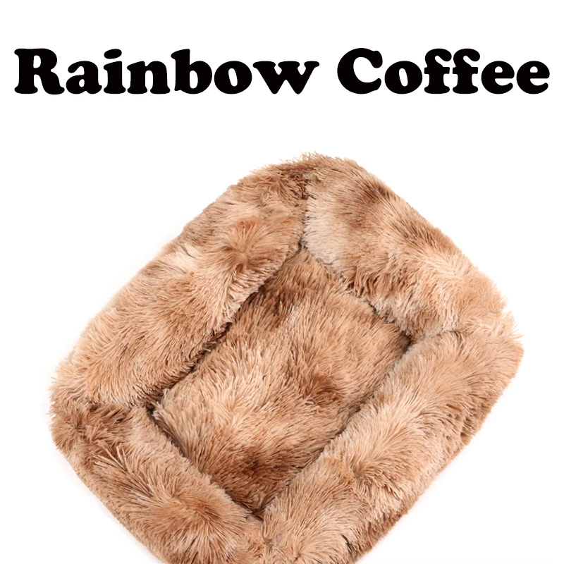 Soft Long Plush Pet Cat Bed House Cats Dog Mat Winter Warm Square Sleeping Dogs Puppy Nest Pet Cushion Portable For Pet Cats Bed