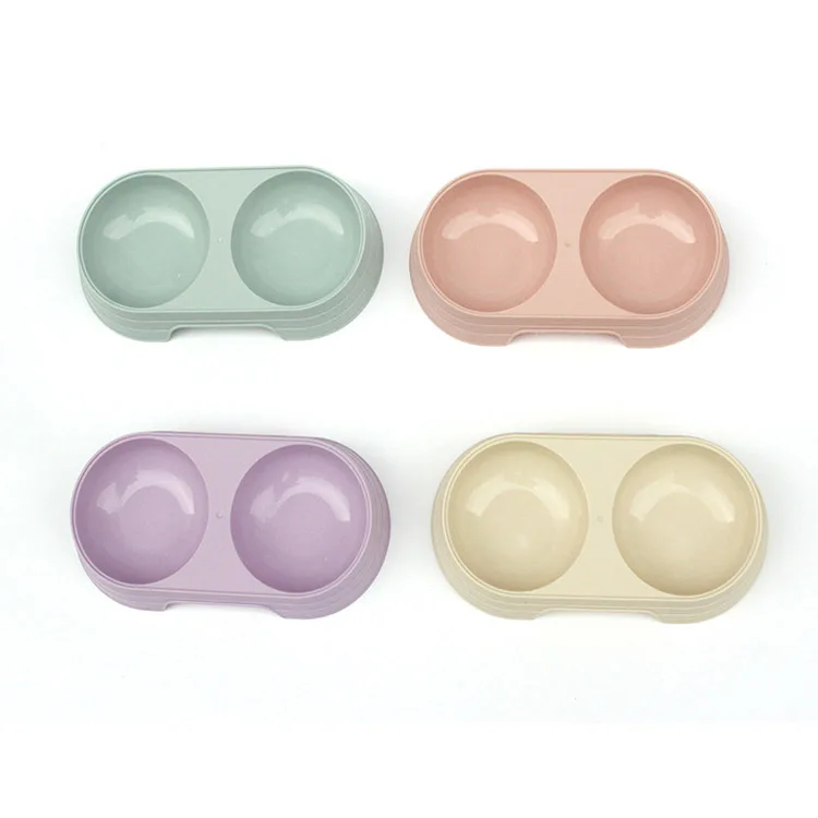 Double Pet Bowls Cat Feeder Water Feeder Round Stainless Steel Drinking Dish Feeder Cat Puppy Feeding Supplies Cat Accessories