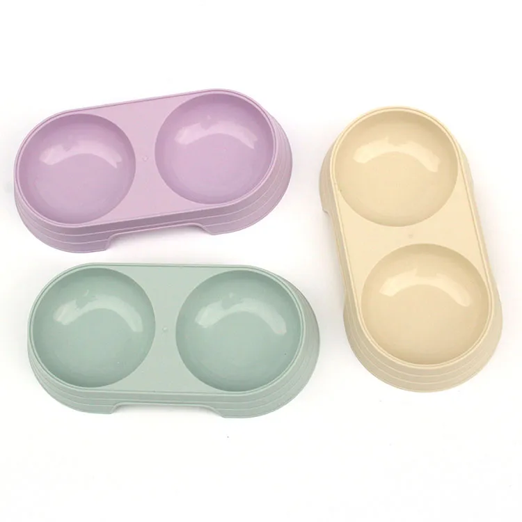 Double Pet Bowls Cat Feeder Water Feeder Round Stainless Steel Drinking Dish Feeder Cat Puppy Feeding Supplies Cat Accessories