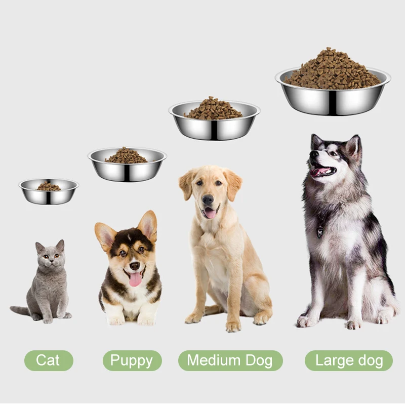Large Dog Stainless Steel Food Bowl 10-22cm Large Capacity Pet Metal Feeding Bowl Durable and Cheap Food Drinking Basin