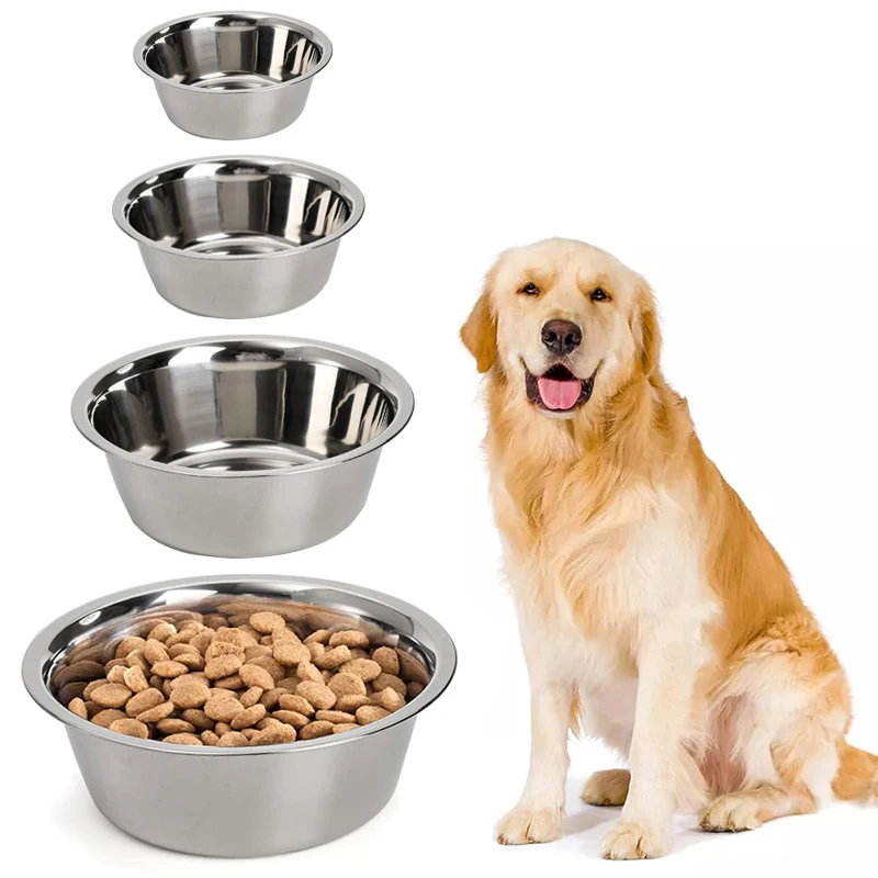 Large Dog Stainless Steel Food Bowl 10-22cm Large Capacity Pet Metal Feeding Bowl Durable and Cheap Food Drinking Basin