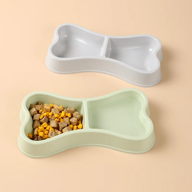 Pet Food Bowl Double Bowl Macaron Color Plastic Cat Bowl Dog Food Drinking Tray Feeding Cat Feeding Pet Supplies Dog Accessories