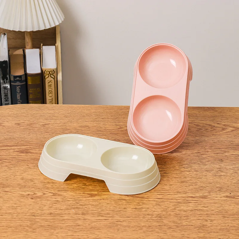 Double Pet Bowls Dog Food Water Feeder Pet Drinking Dish Feeder Cat Puppy Feeding Supplies Small Dog Accessories