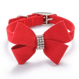 Dog's Soft Velvet Collars With Bow Tie