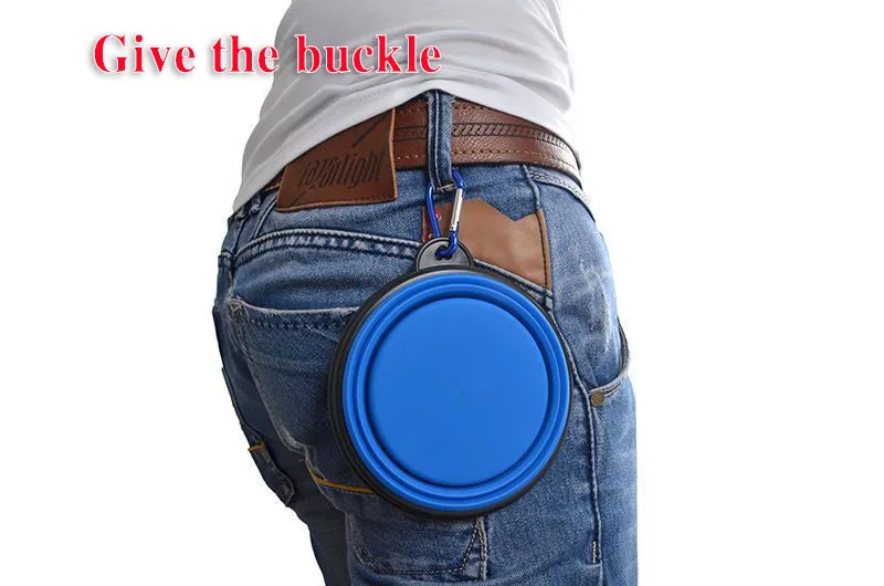 350/1000ml Pet Silicone Folding Bowl Portable Drinking Bowl Cat Dog Travel Feeder with Carabiner Suitable for Camping Walking