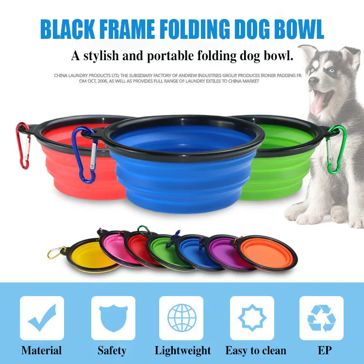 350/1000ml Pet Silicone Folding Bowl Portable Drinking Bowl Cat Dog Travel Feeder with Carabiner Suitable for Camping Walking