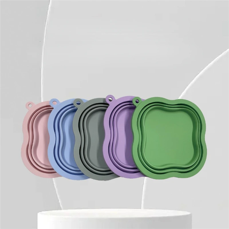 Pet Collapsible Outdoor Silicone Non-Toxic Bowl Outdoor Portable Clover Shaped Dog Bowl for Cats Dogs Pet Feeder Supplies