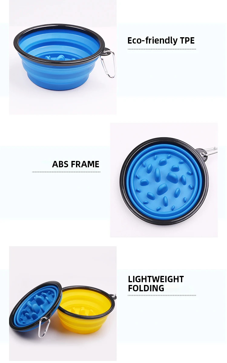 Pet Slow Food Bowl Dog and Cat Anti-choking Feeder Outdoor Travel Portable Foldable TPE Bowls Anti-gulping Feeding Pets Supplies