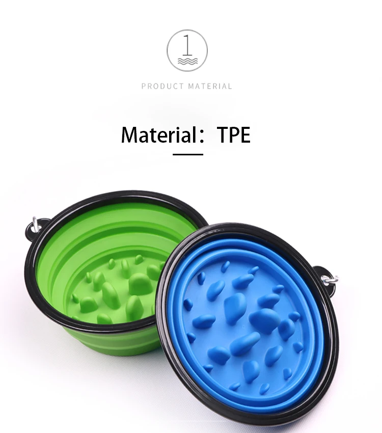 Pet Slow Food Bowl Dog and Cat Anti-choking Feeder Outdoor Travel Portable Foldable TPE Bowls Anti-gulping Feeding Pets Supplies