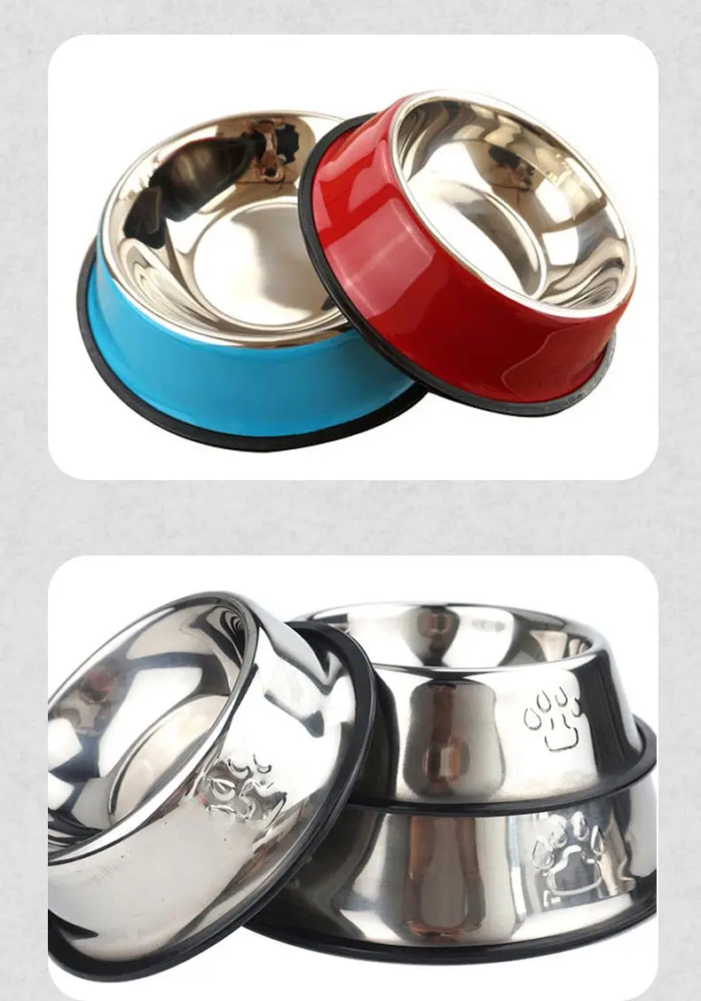 Multi Style Stainless Steel Bowl for Pet Dogs Durable Fall Prevention Cat Dog Feeding Bowl Dog Drinking Bowl Pet Dining Plate