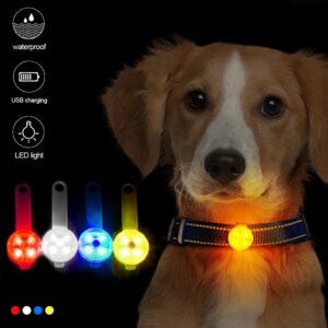 LED Dogs Collars Anti Loss Pendant Waterproof Safety Flashing Light USB Rechargeable LED Light Pendant For Dogs Cats Pets