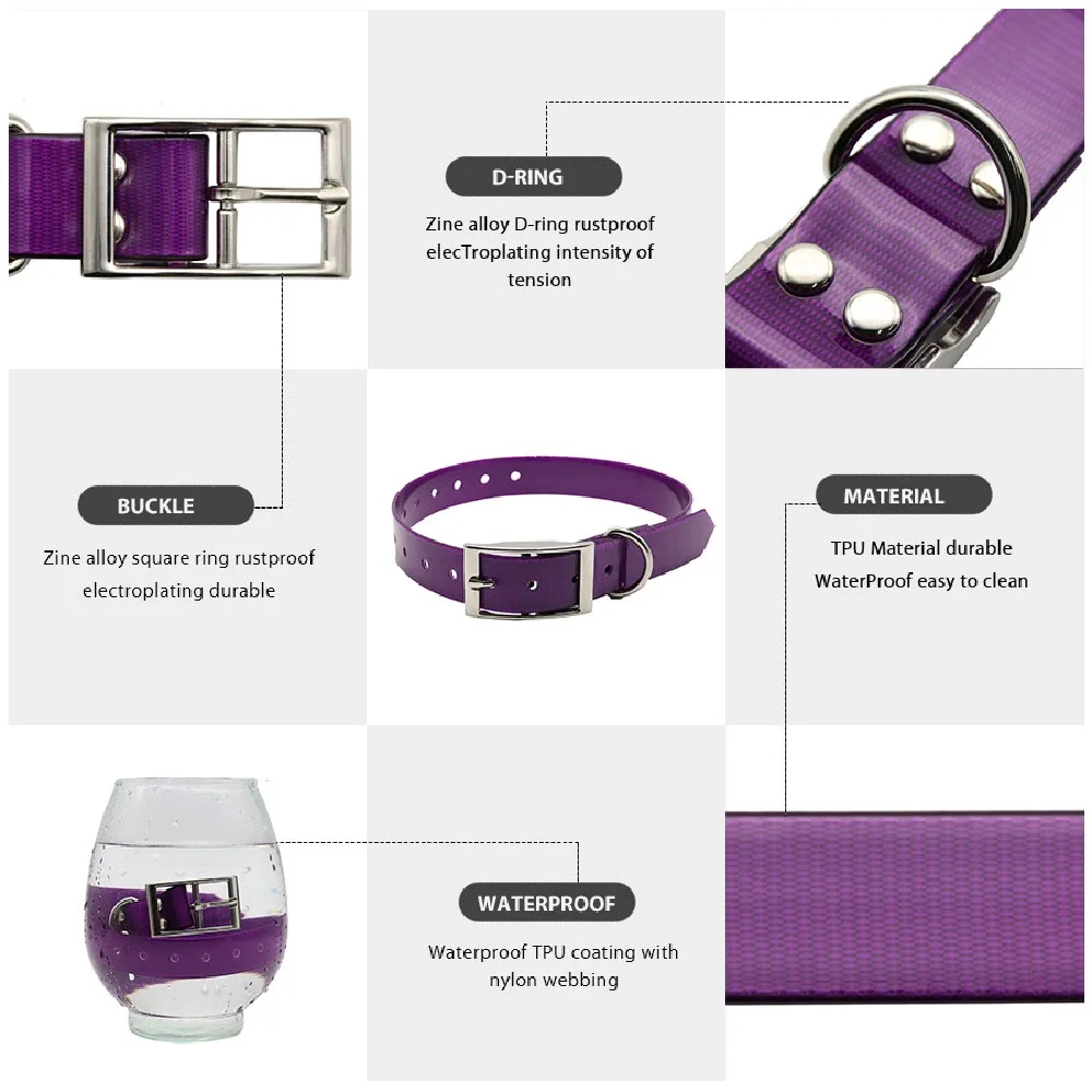 High Quality Large Dog Collar Adjustable TPU Durable Waterproof Pet Dog Collar For Puppy Strap Pure Color Dog Accessories