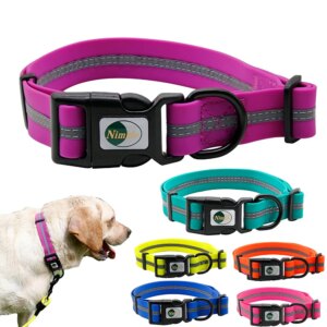 Dog Collar Waterproof Pet Collars Anti-Odor Durable Adjustable Polyester Soft with Reflective Stripe Basic Dog Collars S/M/L