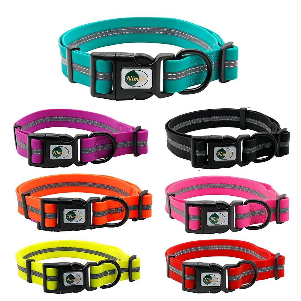 Dog Collar Waterproof Pet Collars Anti-Odor Durable Adjustable Polyester Soft with Reflective Stripe Basic Dog Collars S/M/L
