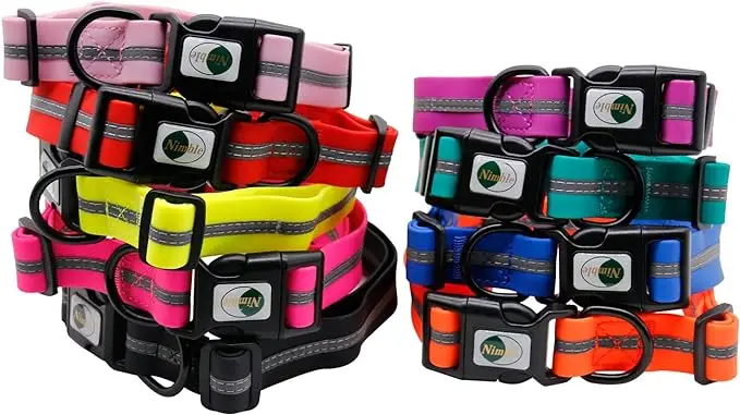 Dog Collar Waterproof Pet Collars Anti-Odor Durable Adjustable Polyester Soft with Reflective Stripe Basic Dog Collars S/M/L
