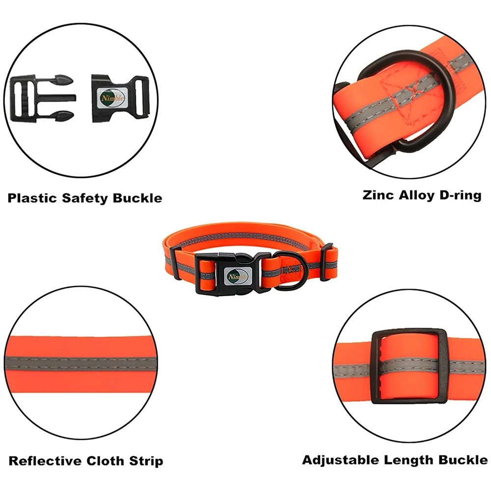 Dog Collar Waterproof Pet Collars Anti-Odor Durable Adjustable Polyester Soft with Reflective Stripe Basic Dog Collars S/M/L