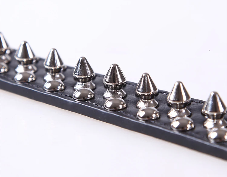 Adjustable Leather Pet Dog collar Neck Strap Supplies PU Leather Punk Rivet Spiked Dog Collar Pet Collars For Small Dog Cat