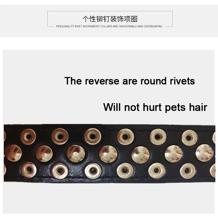Adjustable Leather Pet Dog collar Neck Strap Supplies PU Leather Punk Rivet Spiked Dog Collar Pet Collars For Small Dog Cat