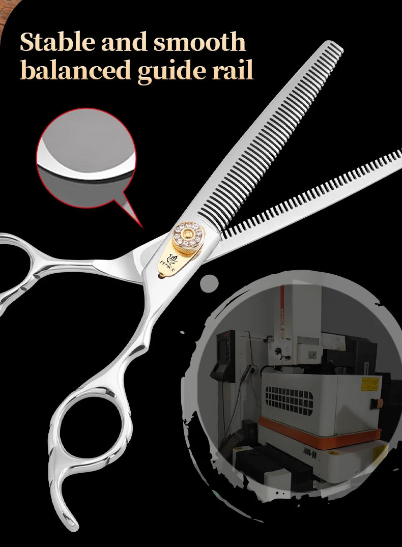 Fenice Dog Beauty Scissors 7 inch Professiona Double Teeth Pet Grooming Scissors for Dogs Thinner Shears Thnning rate 20-30%