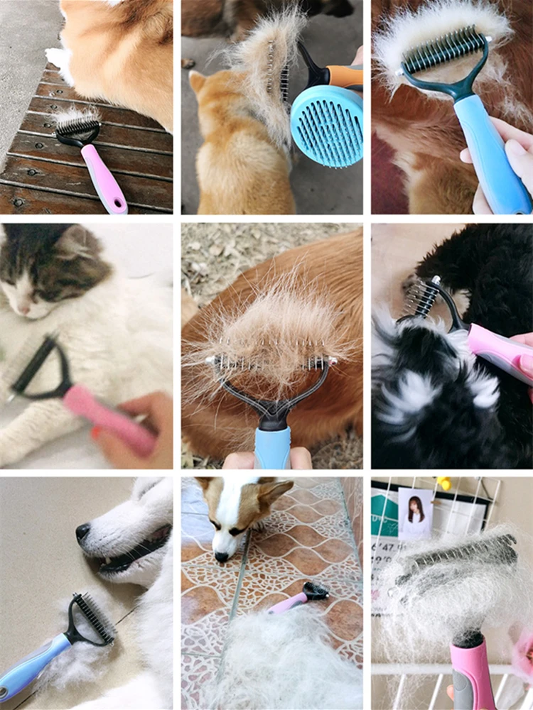 New Hair Removal Comb for Dogs Cat Detangler Fur Trimming Dematting Brush Grooming Tool For matted Long Hair Curly Pet