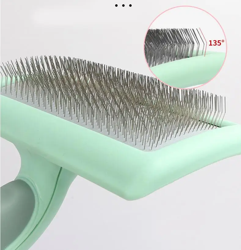 Dog Brush Stainless Steel Dogs Combs Massage Dog Grooming Brush Pet Hair Remover Cleaning Tools Soft Handle Cat Comb Brush Cat