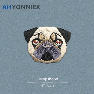 1PC Labrador Doberman Mopshond Dog Embroidered Patch for Clothing Iron On Fabric Parch Applique Cute Stickers for Bags Thirts