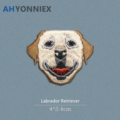 1PC Labrador Doberman Mopshond Dog Embroidered Patch for Clothing Iron On Fabric Parch Applique Cute Stickers for Bags Thirts