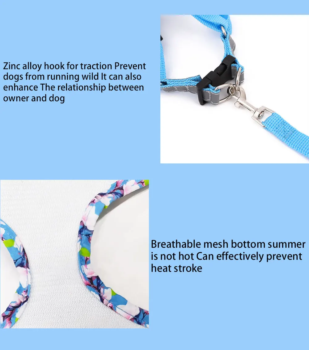 Dog Harness Leash Set Reflective Adjustable Collar Dog Leash Small and Medium Dog Accessories Puppy Vest French Bulldog Dog Rope