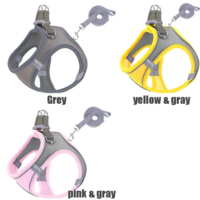 XXXS-L Reflective Pet Harness Dogs Strap with Leash Adjustable Harness Vest Breathable Collars for Chihuahua Small Large Dogs