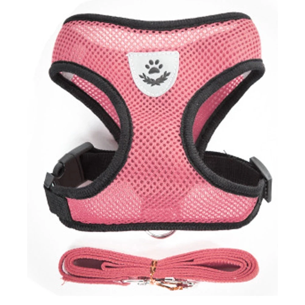 Dogs Puppy Harness Collar Cat Dog Adjustable Vest Walking Lead Leash Soft Breathable Polyester Mesh Harness For Small Medium Pet