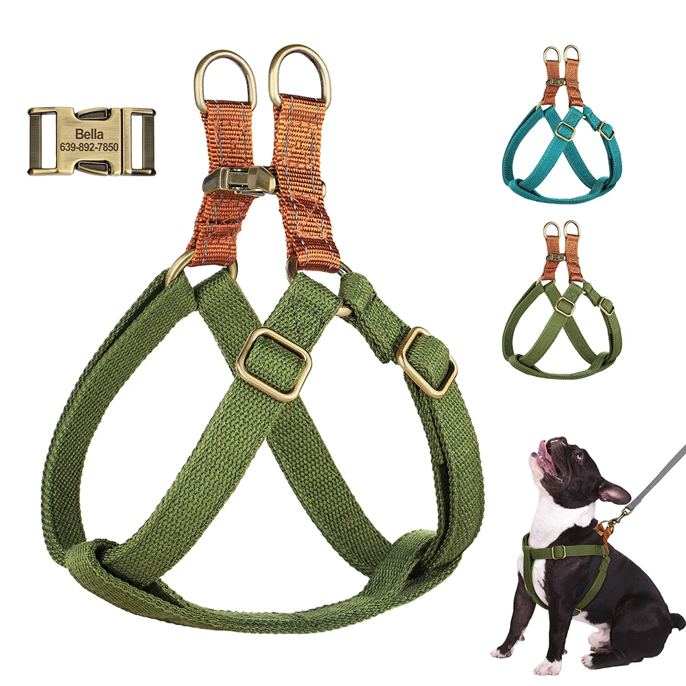 Personalized Dog Harness Soft Nylon Dog Harnesses Reflective Pet Vest Free Custom Harness For Small Medium Dogs Pitbull Bulldog
