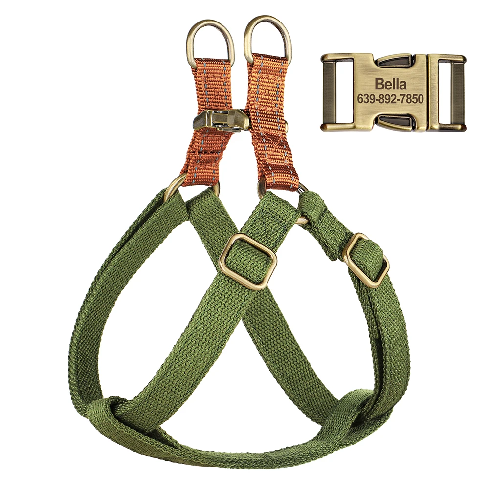 Personalized Dog Harness Soft Nylon Dog Harnesses Reflective Pet Vest Free Custom Harness For Small Medium Dogs Pitbull Bulldog