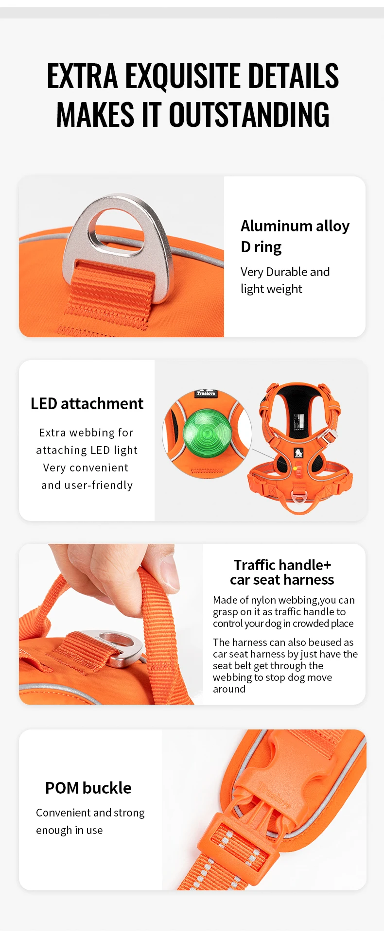 TRUE LOVE Pet Harness No Pull Nylon Reflective Dog Harness Adjustable Comfortable Control Step-in Brilliant Truelove TLH5654