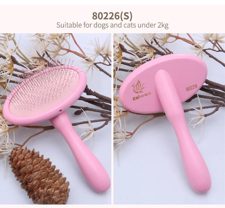 Fenice Dog/Cat Grooming Brush Wooden Dog Brush Shampoo Tool for Pet Beauty and Massage Soft Pad Pet Bath Brush Comb