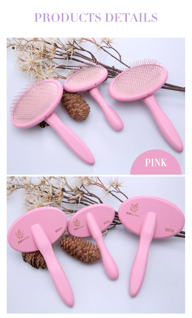 Fenice Dog/Cat Grooming Brush Wooden Dog Brush Shampoo Tool for Pet Beauty and Massage Soft Pad Pet Bath Brush Comb