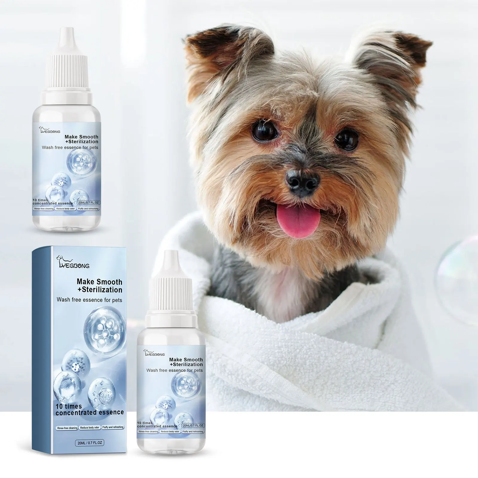 Pet Wash Free Essence Dog Body Wash Hair Softening Removing Dirts Mites Deodorizing Reduce Itching Moisturizing Puppy Shampoo