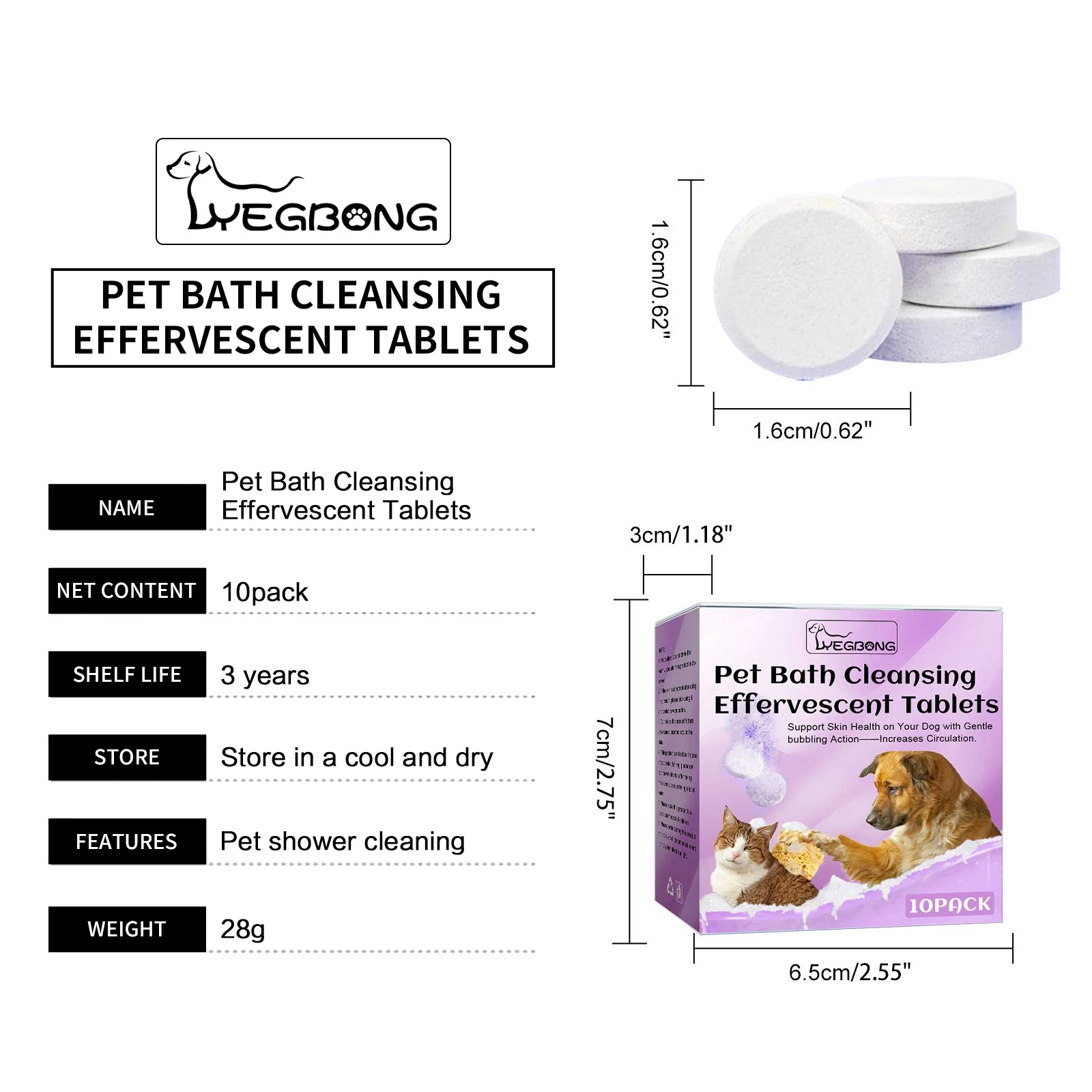 Pet Bath Shower Cleaning Cats Dogs Hair Smoothing Anti Flea Itching Odors Removal Moisturizing Effervescent Tablets Pet Shampoo