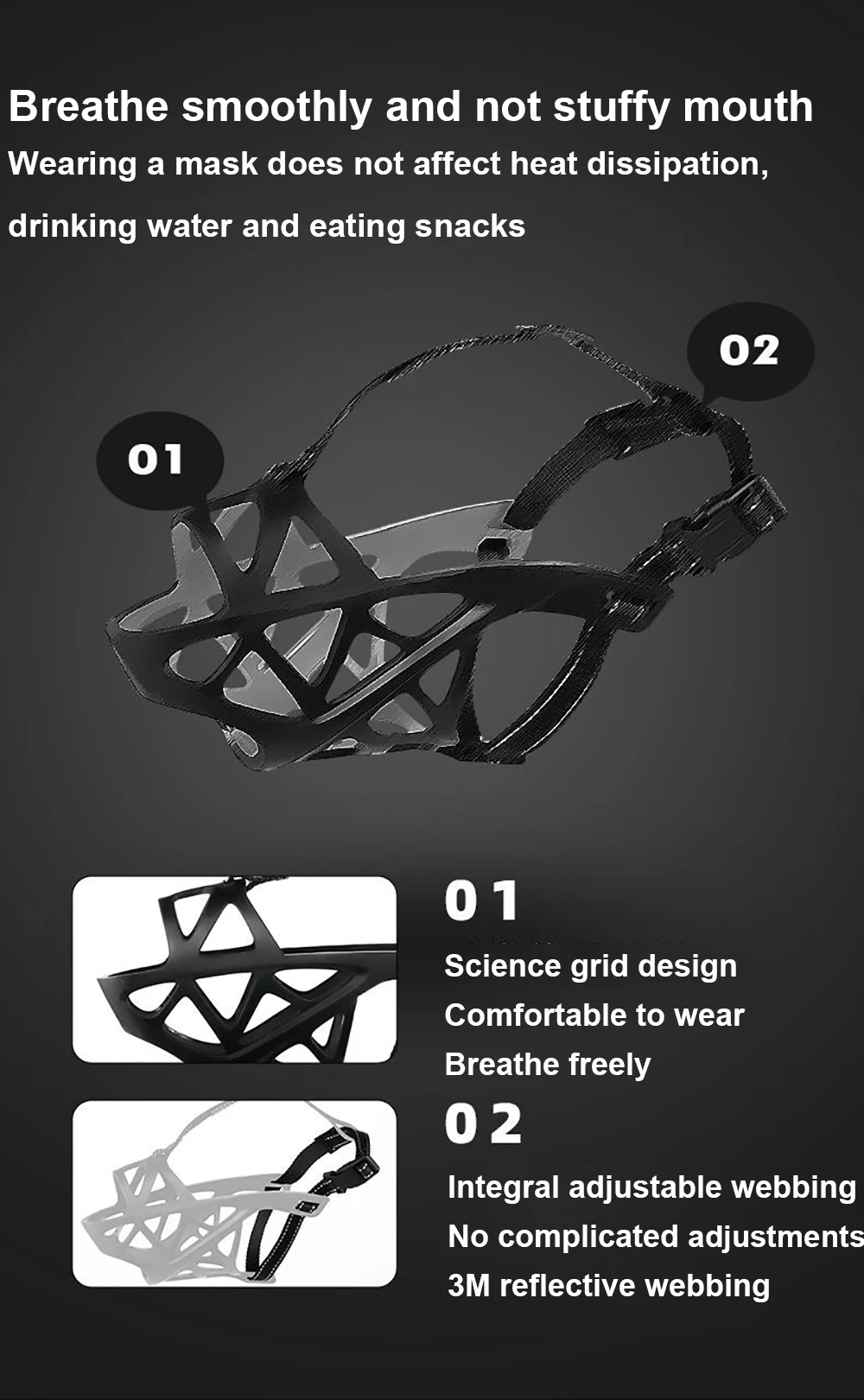 Silicone Basket Muzzle for Small Medium Large Dogs Reflective Adjustable Strap Comfortable Soft Cage Mask Prevent Biting Chewing