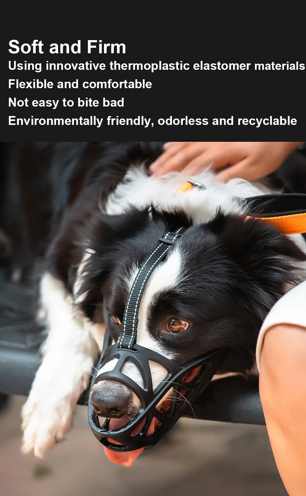 Silicone Basket Muzzle for Small Medium Large Dogs Reflective Adjustable Strap Comfortable Soft Cage Mask Prevent Biting Chewing