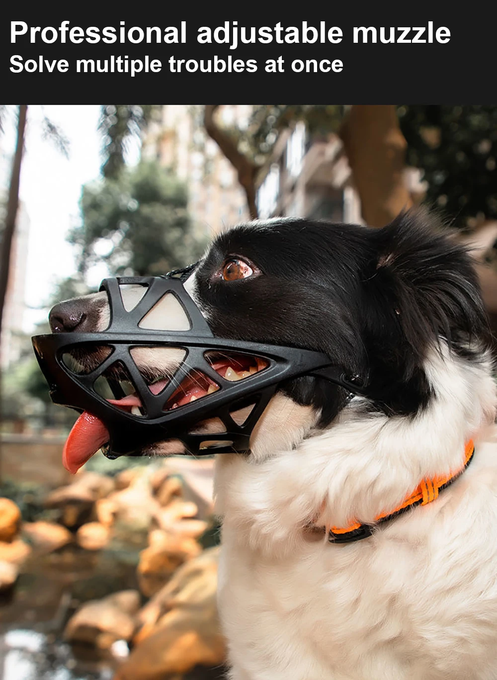 Silicone Basket Muzzle for Small Medium Large Dogs Reflective Adjustable Strap Comfortable Soft Cage Mask Prevent Biting Chewing