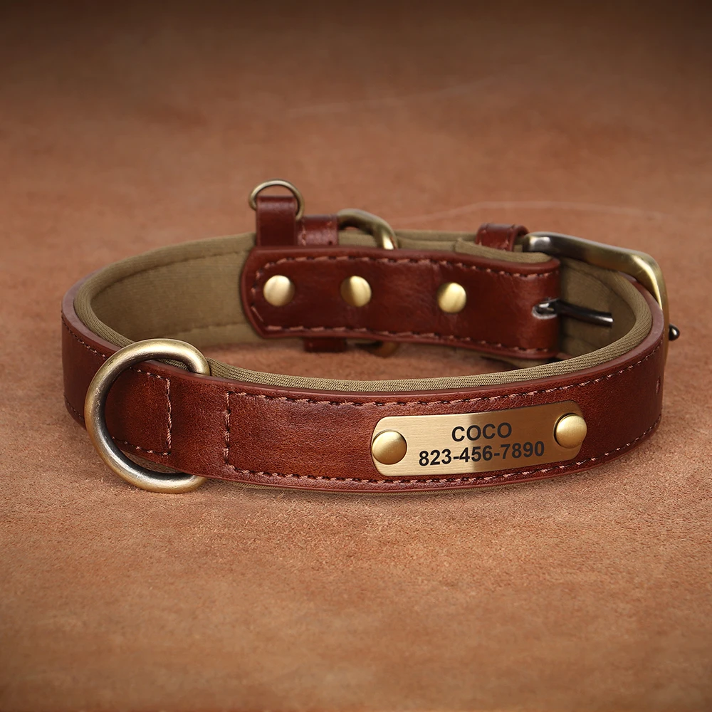 Personalized Dog Collar Leash Custom PU Leather Dog Tag Collars Free Engraved Nameplate For Small Medium Large Dogs Pitbull Personalized Dog Collar Leash Custom PU Leather Dog Tag Collars Free Engraved Nameplate For Small Medium Large Dogs Pitbull