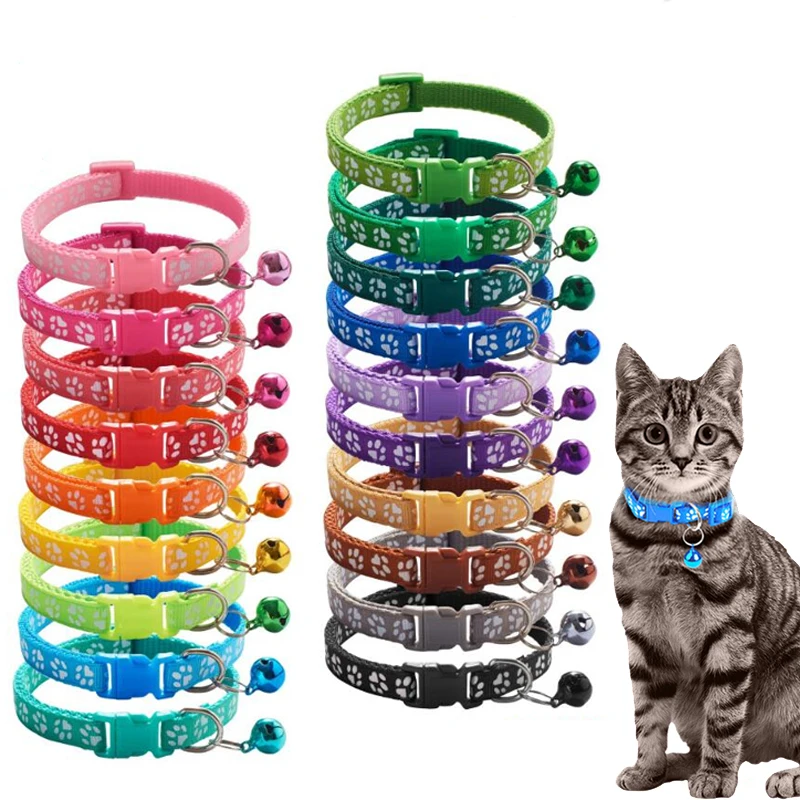 5Pc Colorful Cute Bell Collar Adjustable Buckle Cat Collar Pet Supplies Footprint Personalized Kitten Collar Small Dog Accessory 5Pc Colorful Cute Bell Collar Adjustable Buckle Cat Collar Pet Supplies Footprint Personalized Kitten Collar Small Dog Accessory