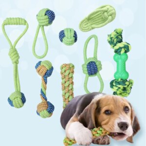 Pet Dog Bite Rope Toy Teeth Grinding Ball Interactive Game Props Teeth Cleaning Knitted Cotton Rope Toy Small Medium Sized Dog