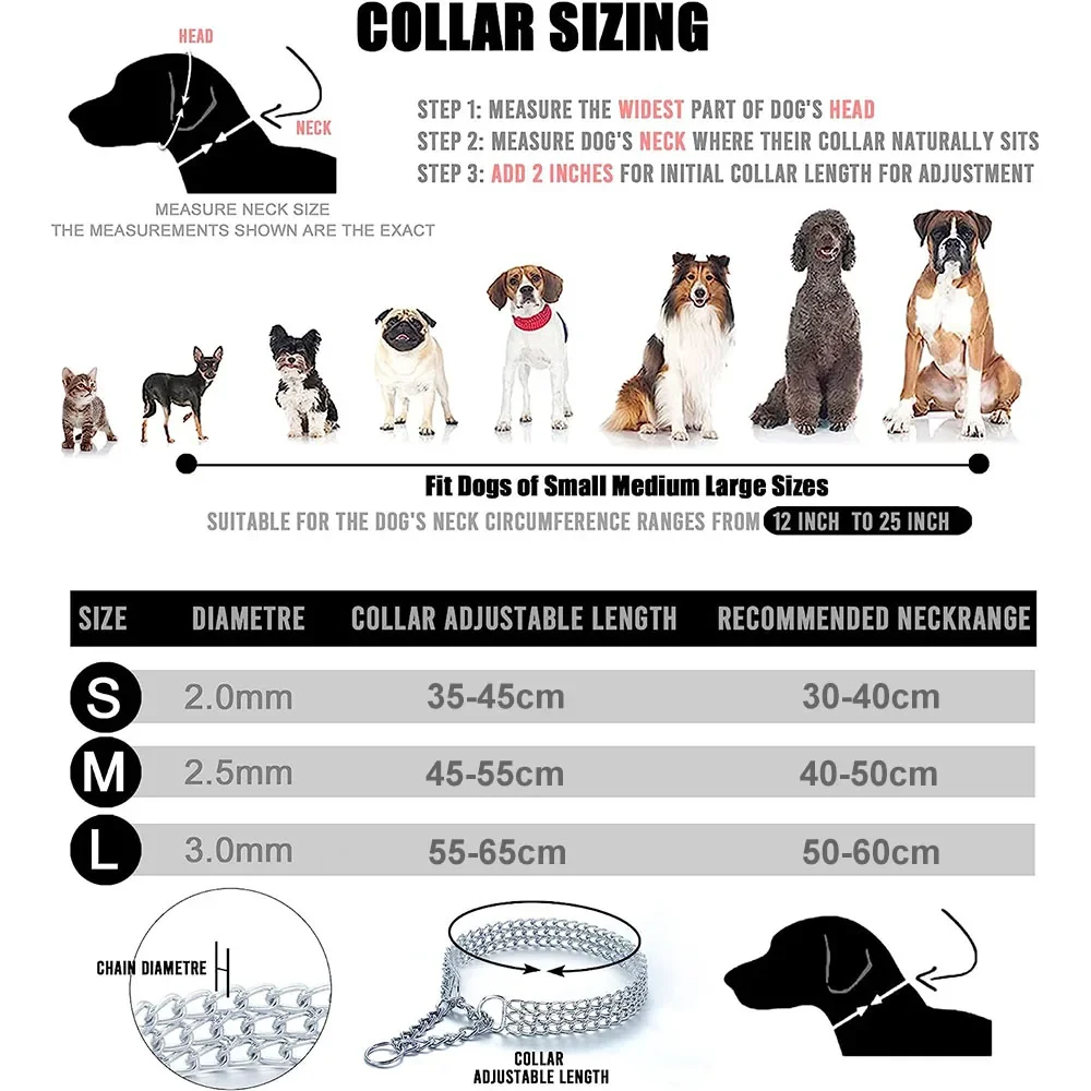 Dog Choker Collar No Pull Dog Collar Seamless Die-Casting Three Row Chain Dog Collar for Dogs Training Walking Dog Choker Collar No Pull Dog Collar Seamless Die-Casting Three Row Chain Dog Collar for Dogs Training Walking