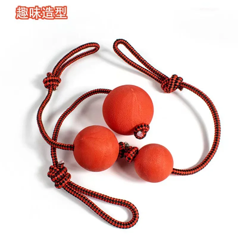 Indestructible Dog Ball Pet Training Dog Toy Puppy Tug Balls Toys Pet Chew Toys Solid Rubber Balls with Rope Pet Toy